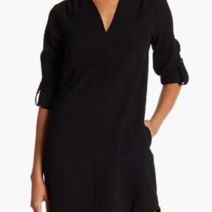 Novak Split Neck Three-Quarter Sleeve Dress